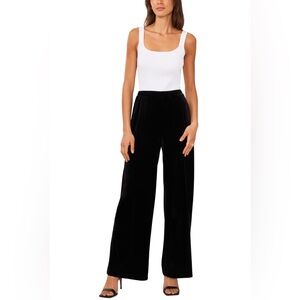 Halogen Black Wide-Leg Velvet Pants